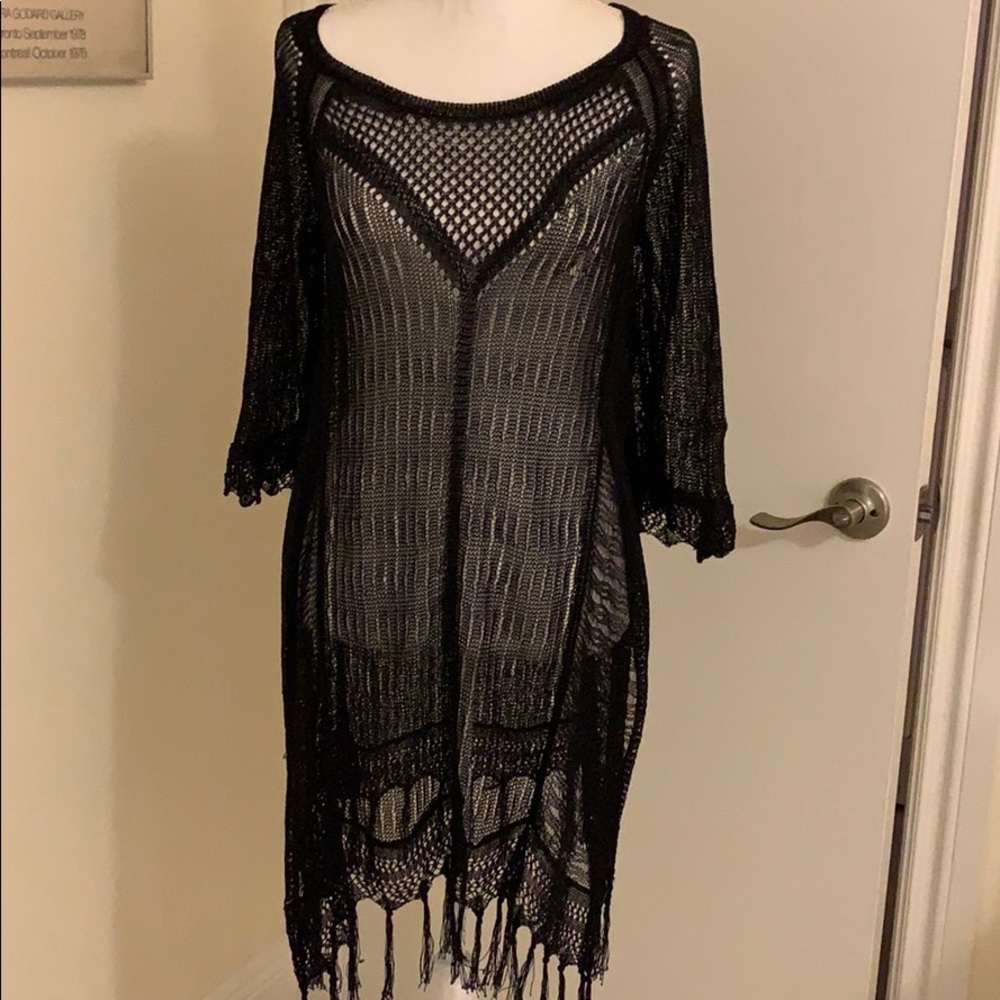 L Space M black fringed Swim cover up